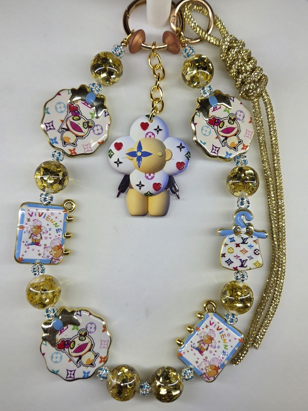 Vivienne Westwood Gold & White Character Charm Bag Chain